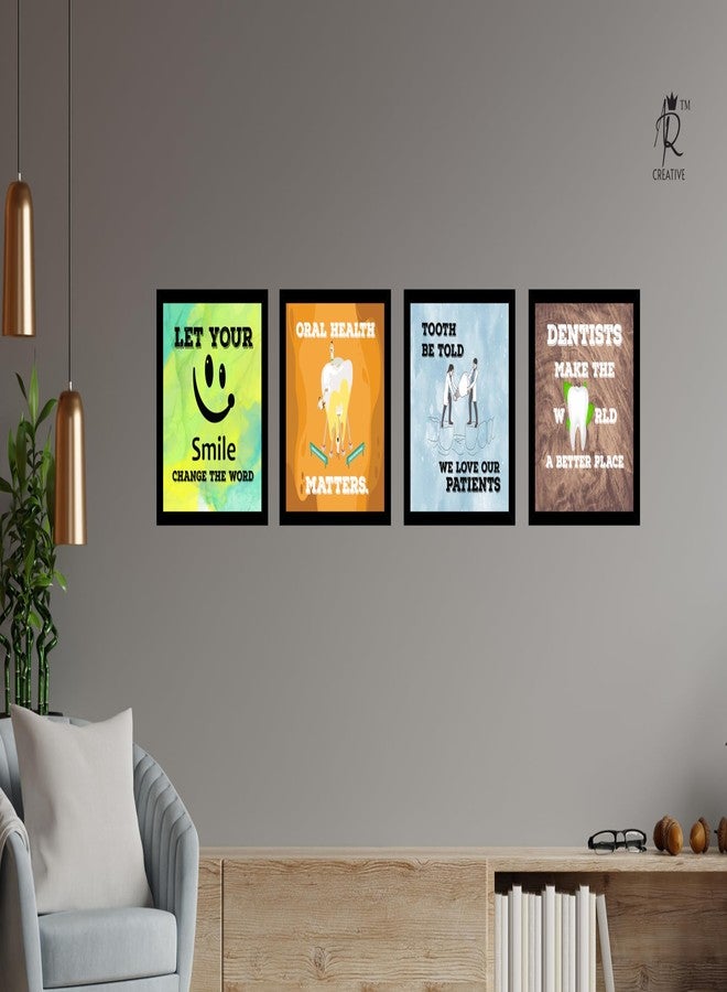AR Creative Let your Smile, Oral Health, Tooth Be Told, Dentists, Health for Teeth Clinic, Hospital Quotes, Health Quote Framed Wall Poster, Inspirational Quotes, Print with Frame, Home, Office Decor (10 inch x 10 inch), Set Of 4 - Image 2